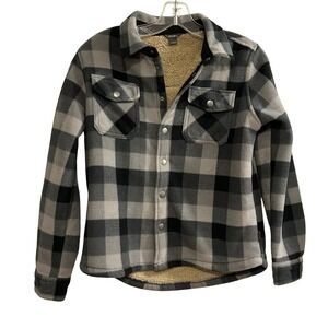 Eddie Bauer Kids Plaid Sherpa Lined Fleece‎ Shirt Jacket Size 10/12